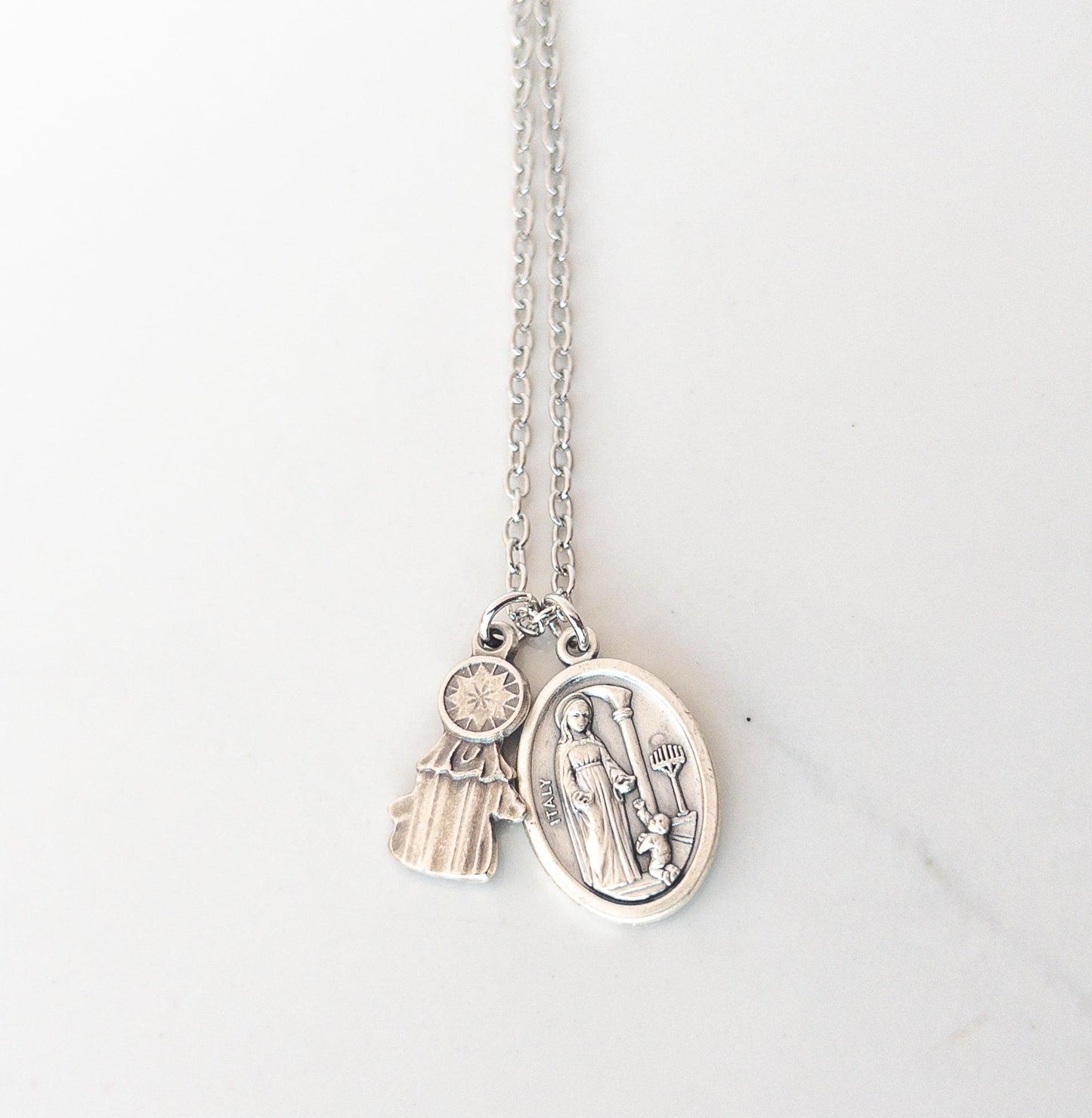 St Maximilian Kolbe & Immaculate Heart of Mary Necklace