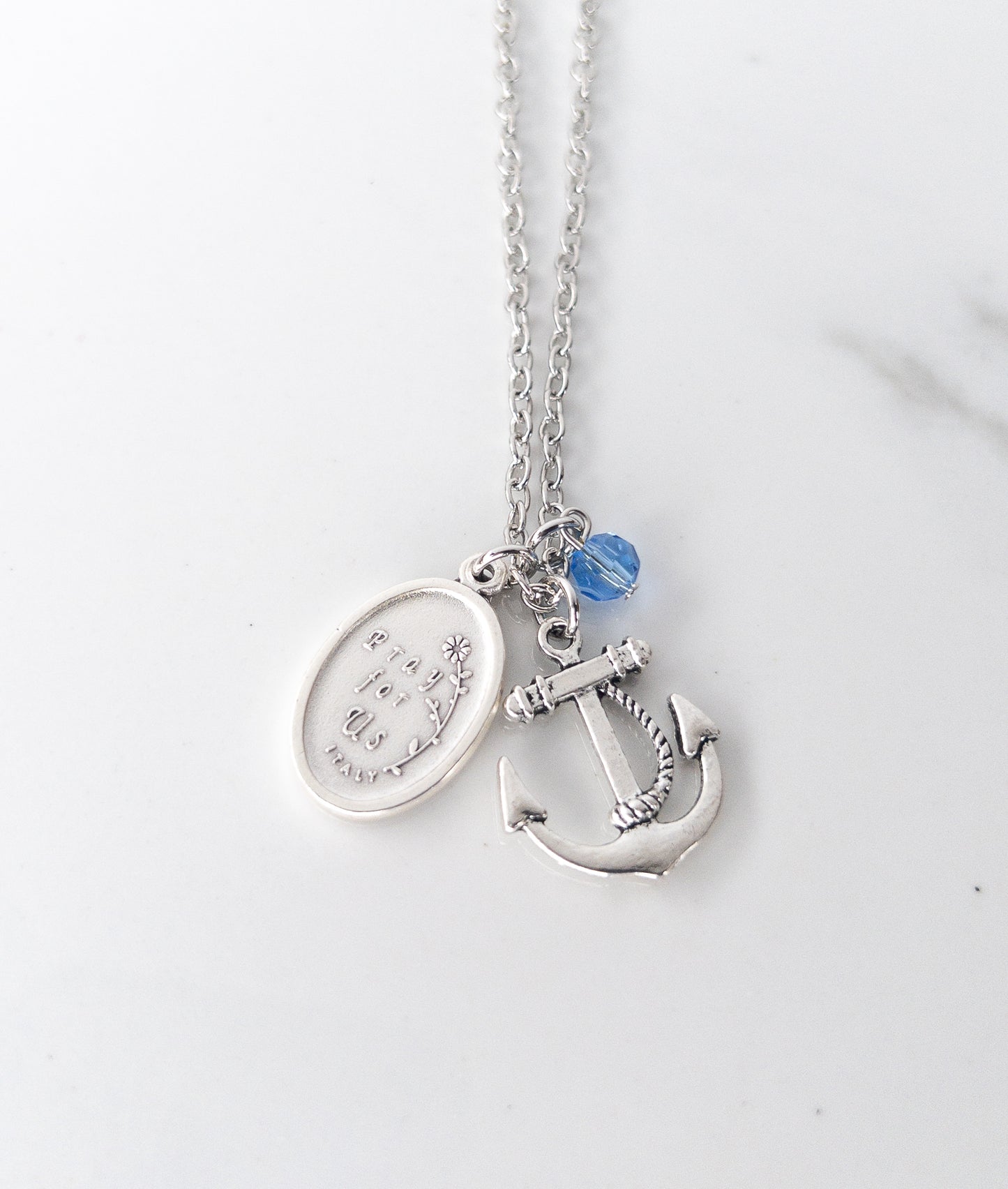 St Philomena and Anchor Patron Saint Necklace