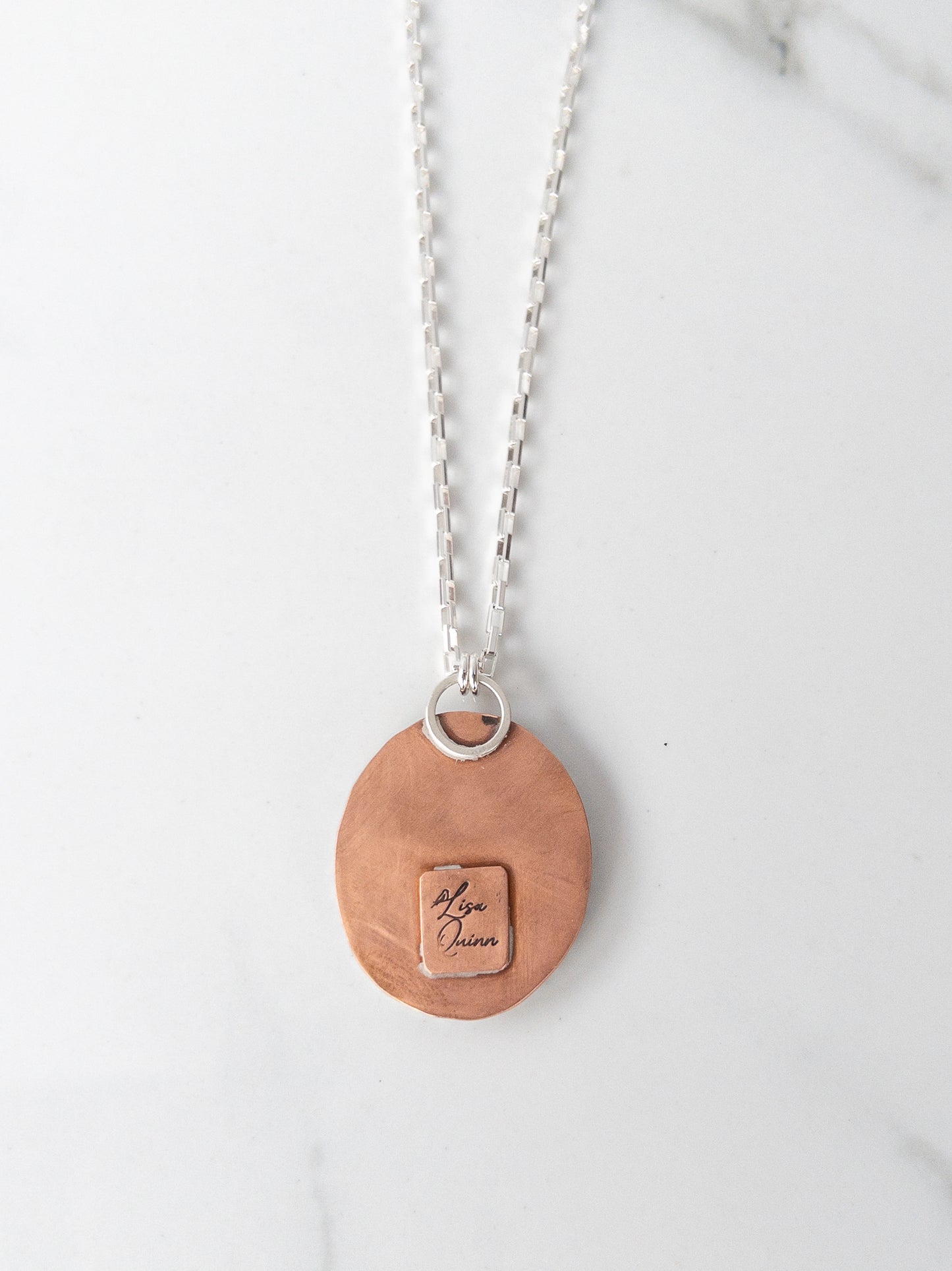 Blessed Mother Copper and Sterling Silver Mixed Metal Necklace