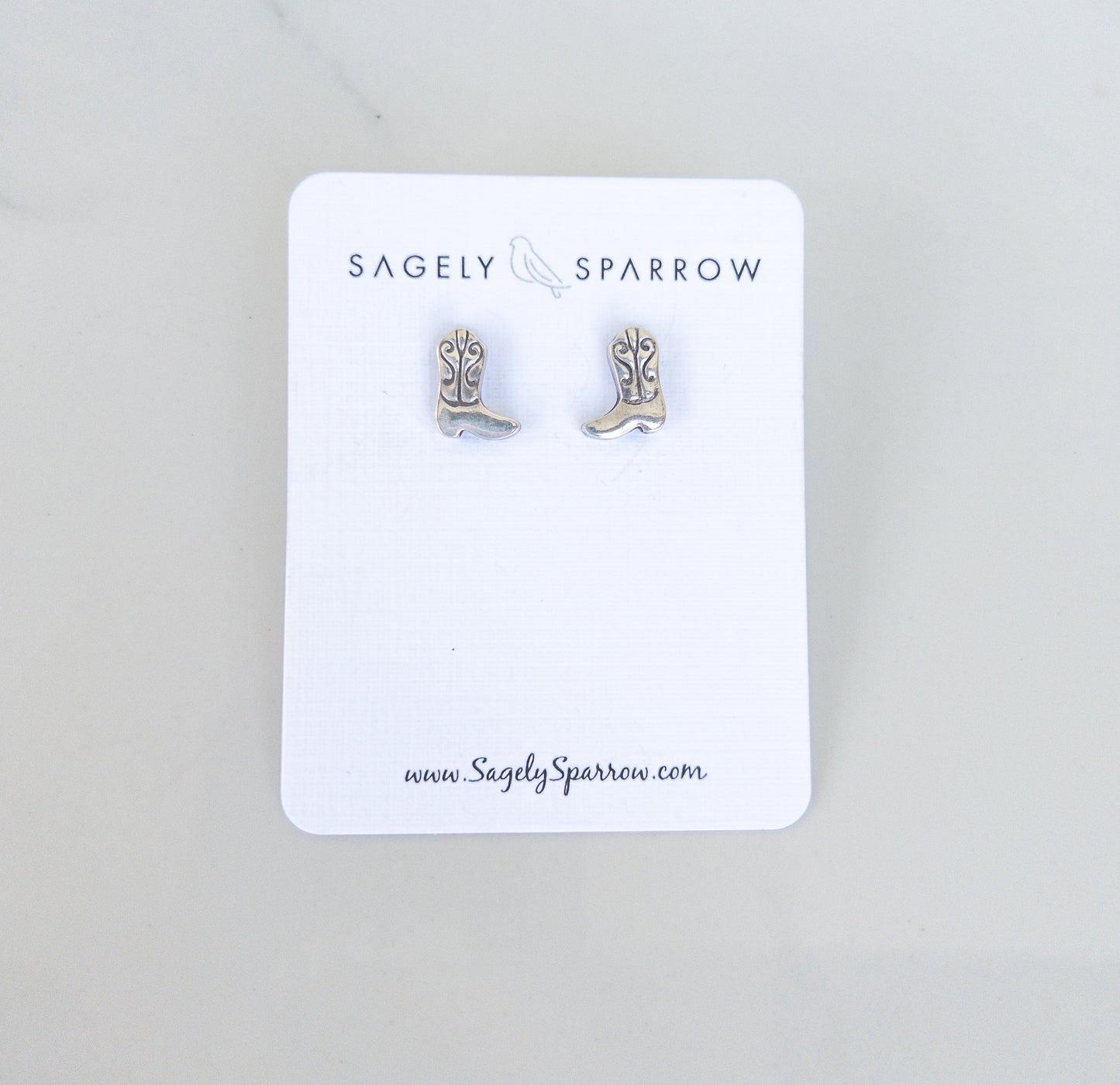 Sterling Silver Cowboy Boot Stud Earrings – Rodeo-Inspired Western Jewelry