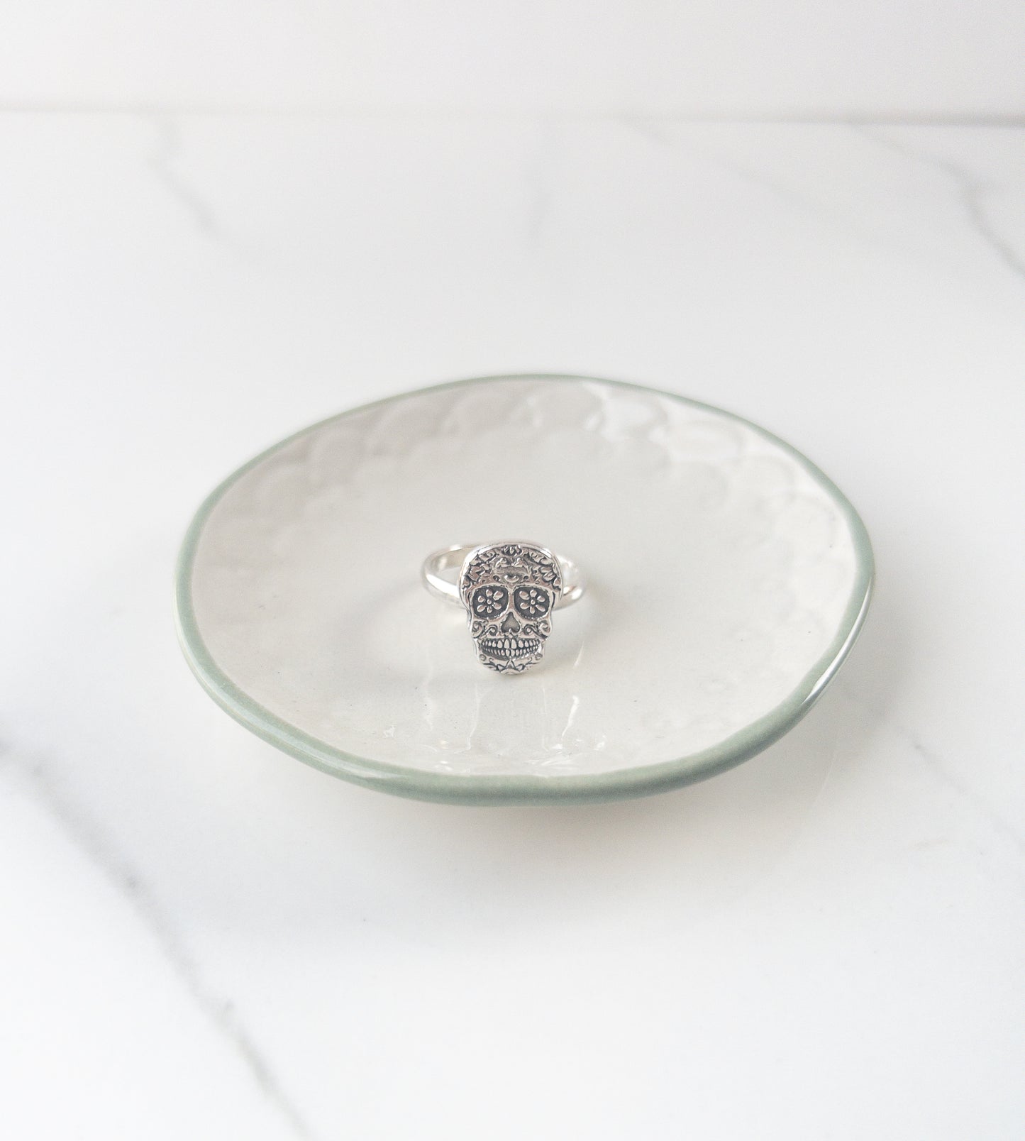 Memento Mori Sugar Skull Ring – Sterling Silver Catholic Jewelry