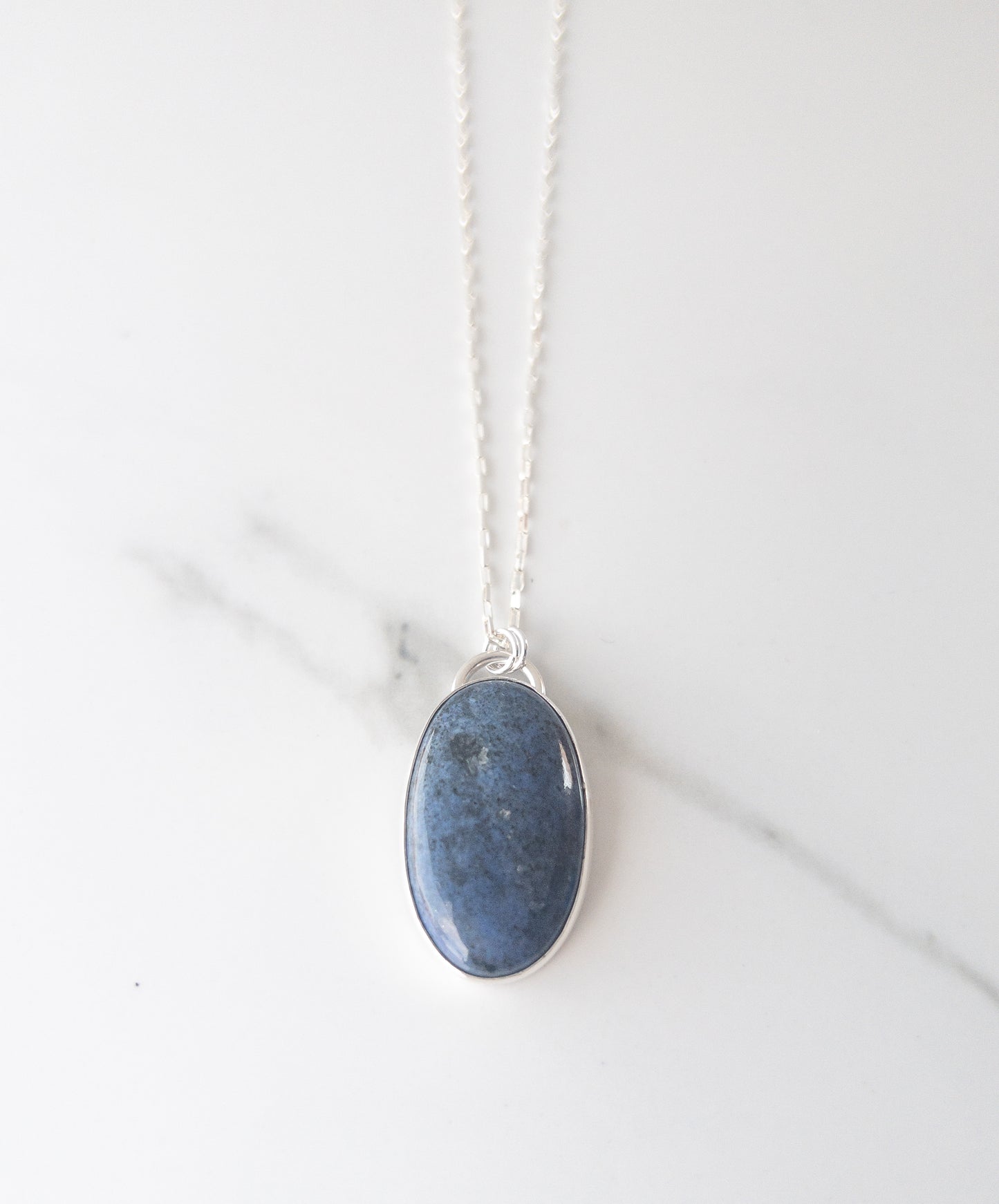Hidden Crucifix Necklace- Sterling Silver and Dark Blue Dumortierite Gemstone