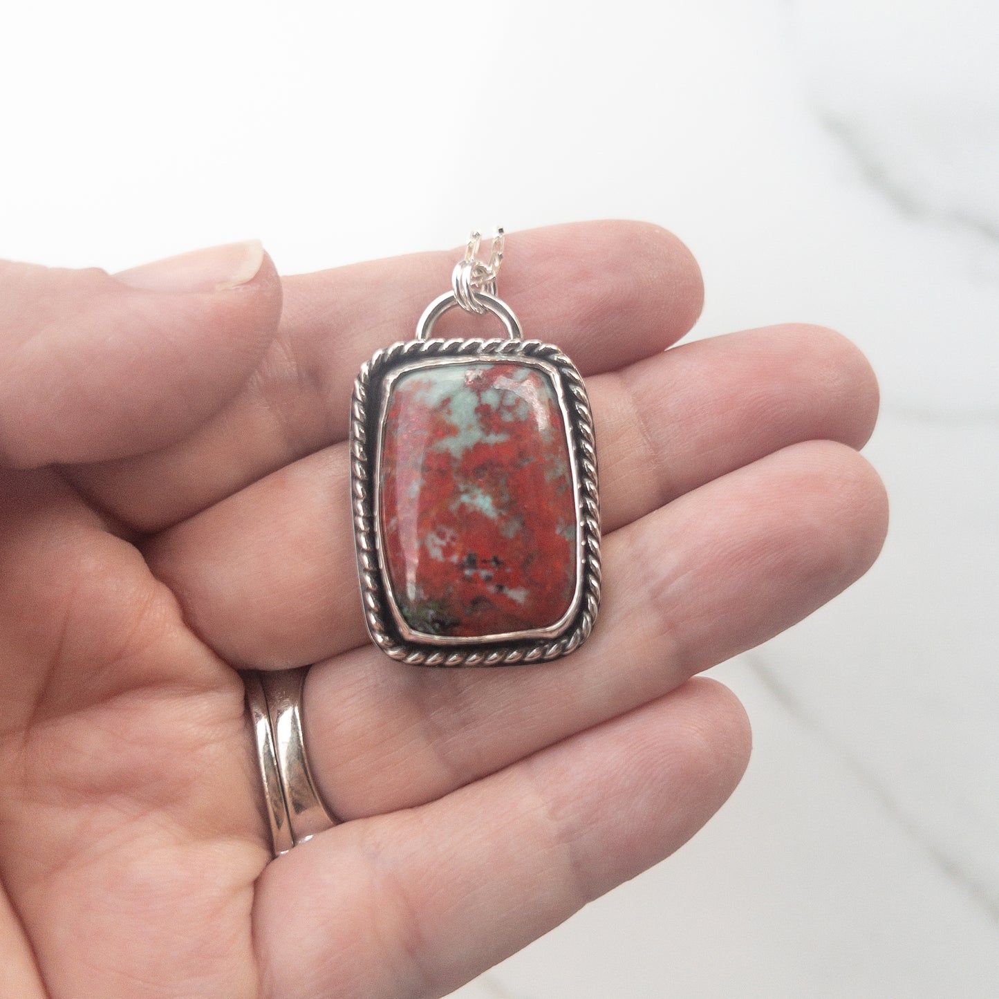 Sonoran Sunrise Gemstone Necklace with Hidden Crucifix Cutout