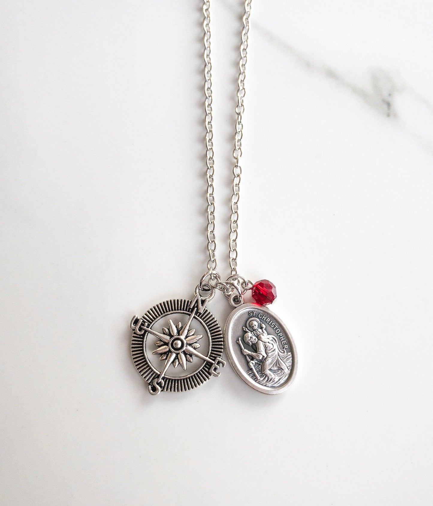St Christopher Compass Necklace - Sagely Sparrow