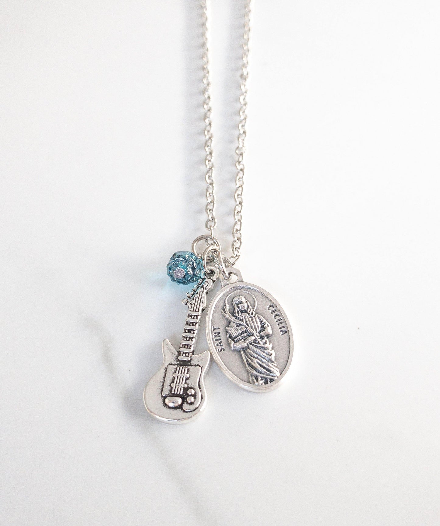 St Cecilia and Guitar Necklace - Sagely Sparrow