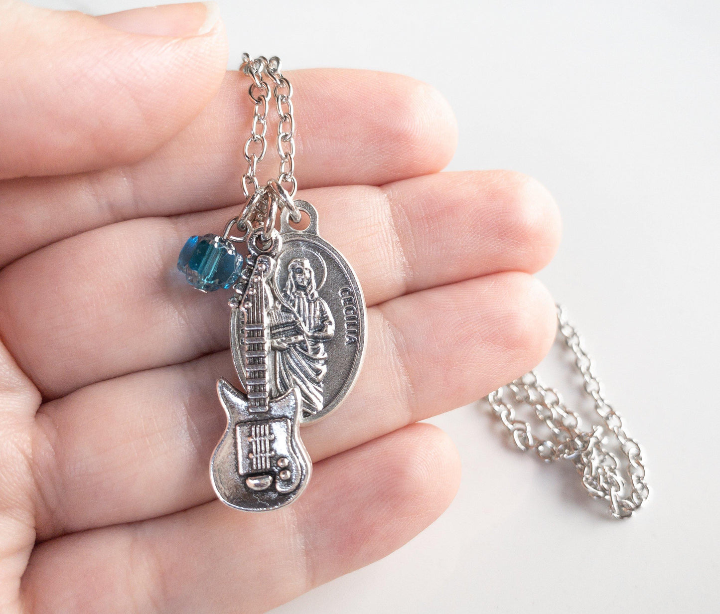 St Cecilia and Guitar Necklace - Sagely Sparrow