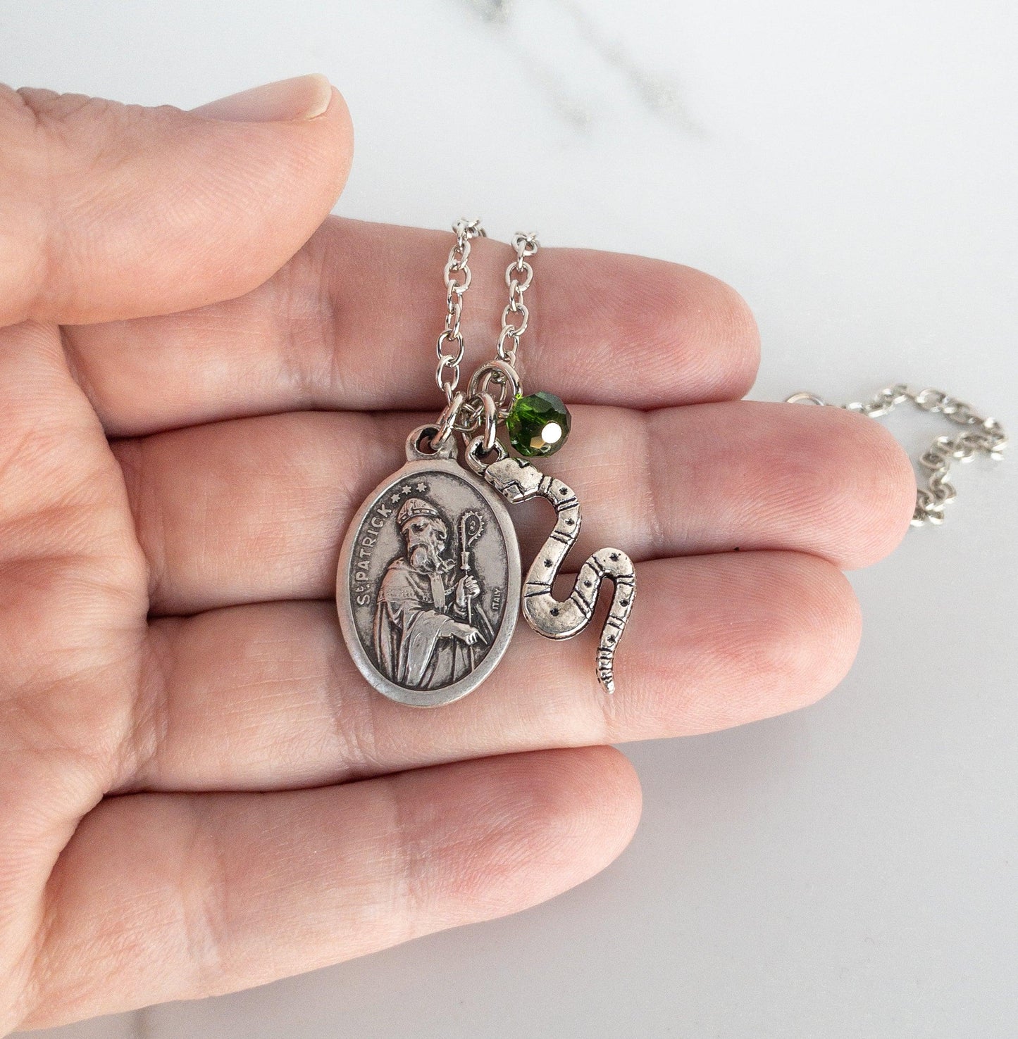 St Patrick and Snake Necklace - Sagely Sparrow