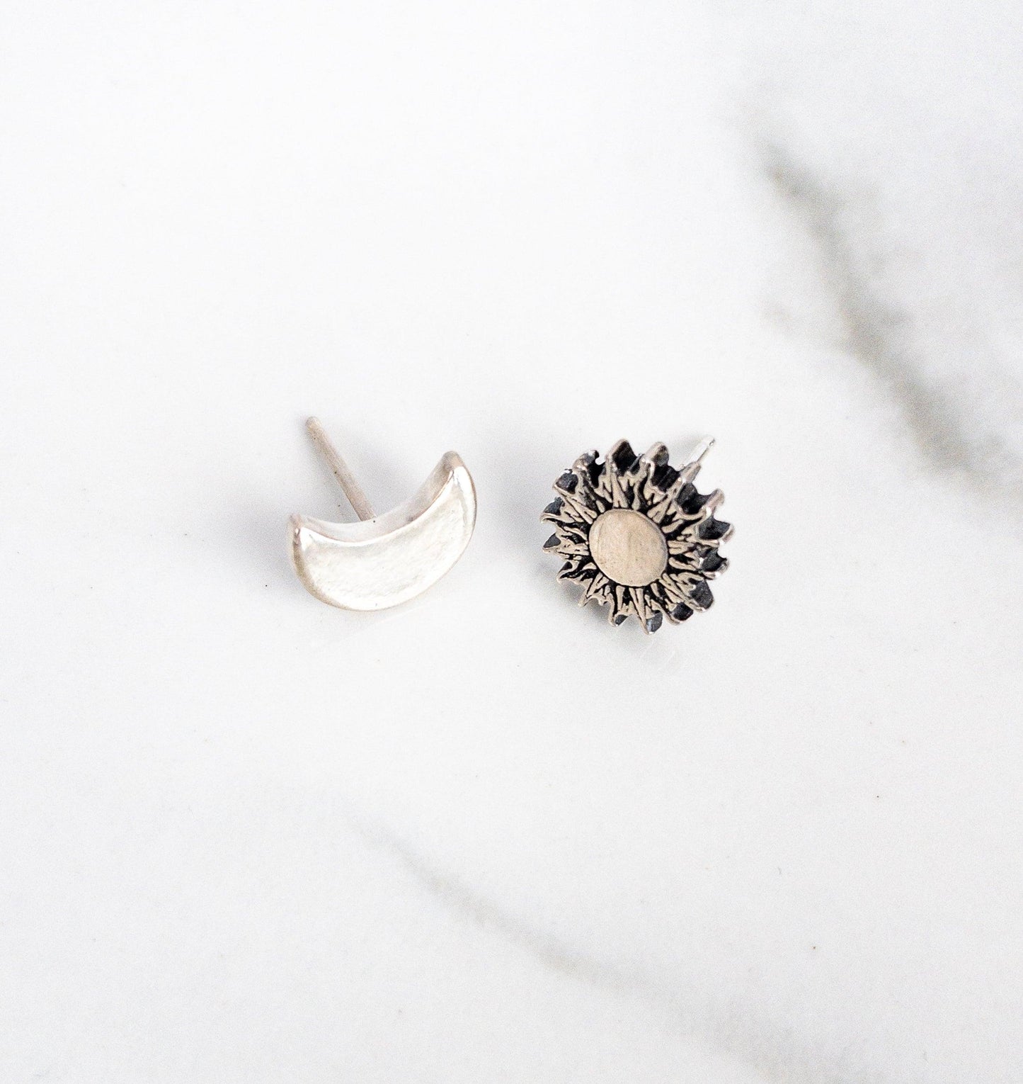 Canticle of the Sun Mismatched Sun and Moon Earrings - Sagely Sparrow