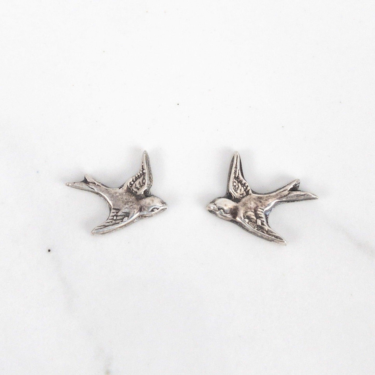 Sterling Silver Bird Stud Earrings