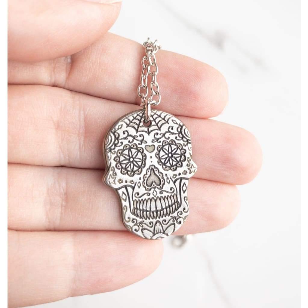 Spiderweb Sugar Skull Necklace - Necklace