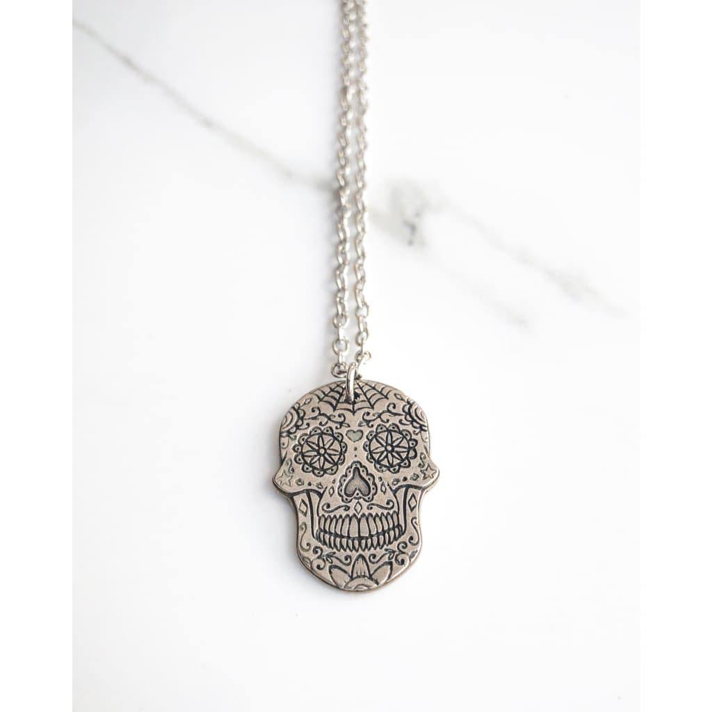 Spiderweb Sugar Skull Necklace - Necklace