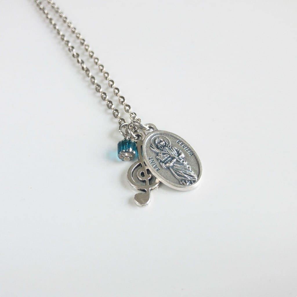 St Cecilia and Music Note Necklace - Necklace
