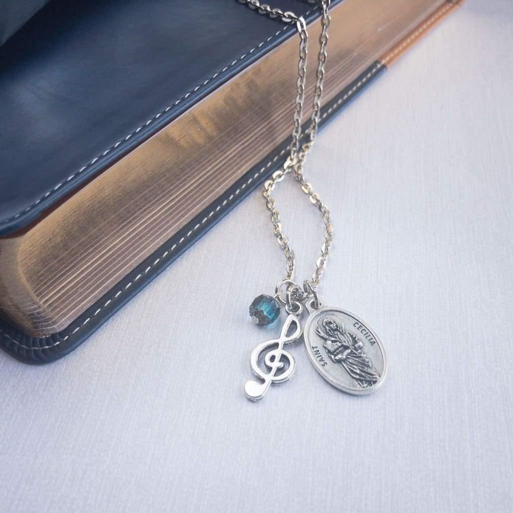St Cecilia and Music Note Necklace - Necklace