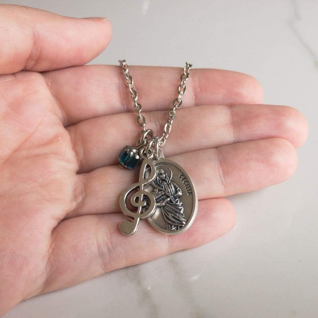 St Cecilia and Music Note Necklace - Necklace
