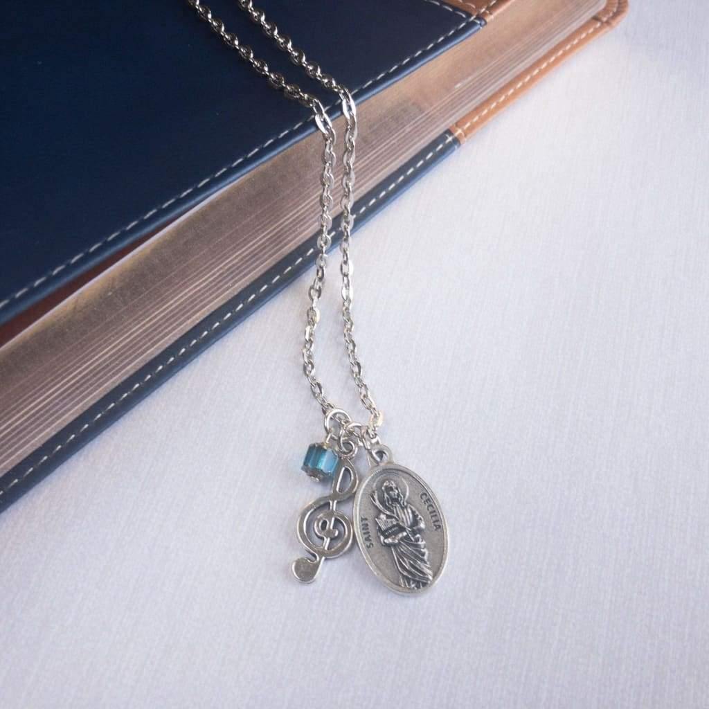 St Cecilia and Music Note Necklace - Necklace