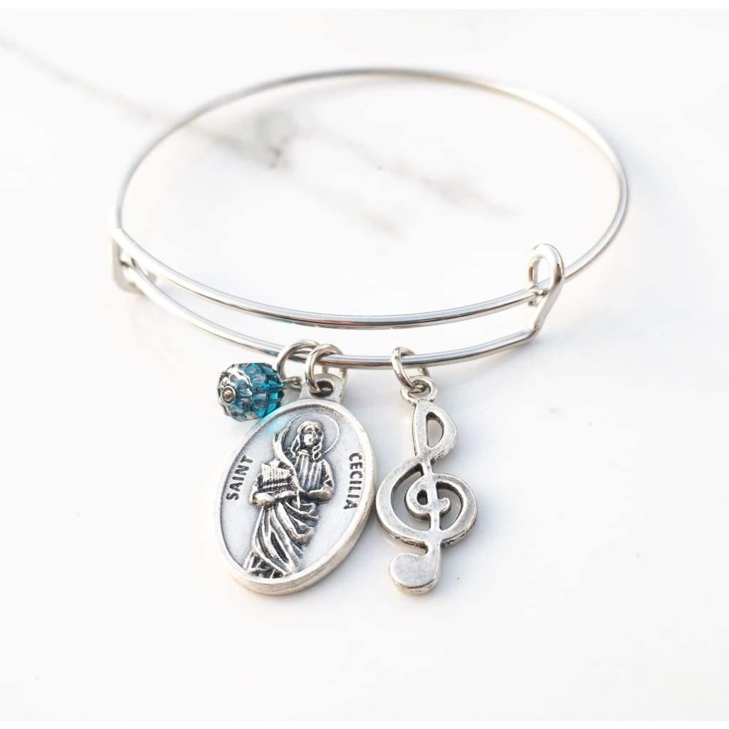 St Cecilia Patron Saint of Musicians Bangle Bracelet -