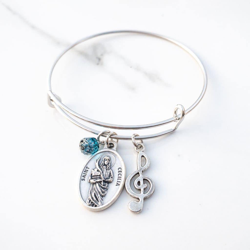 St Cecilia Patron Saint of Musicians Bangle Bracelet -