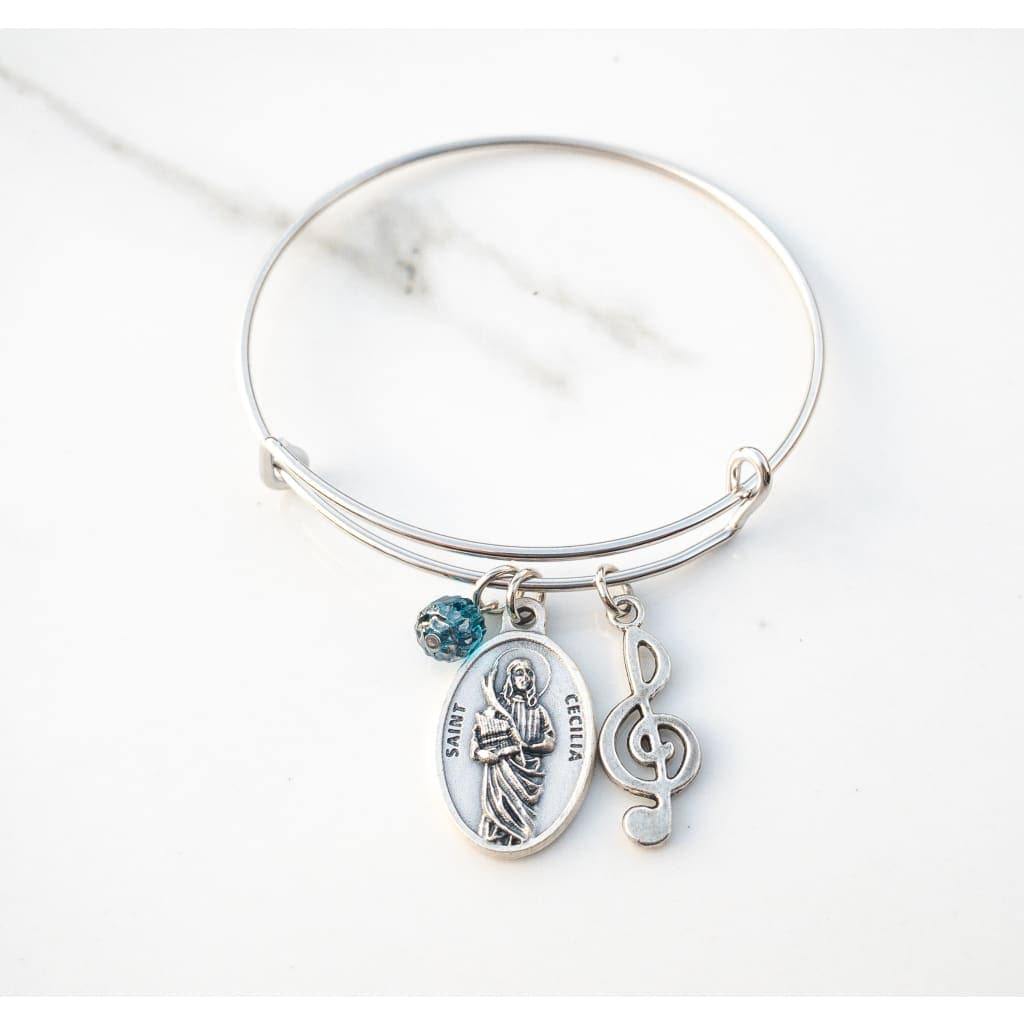 St Cecilia Patron Saint of Musicians Bangle Bracelet -