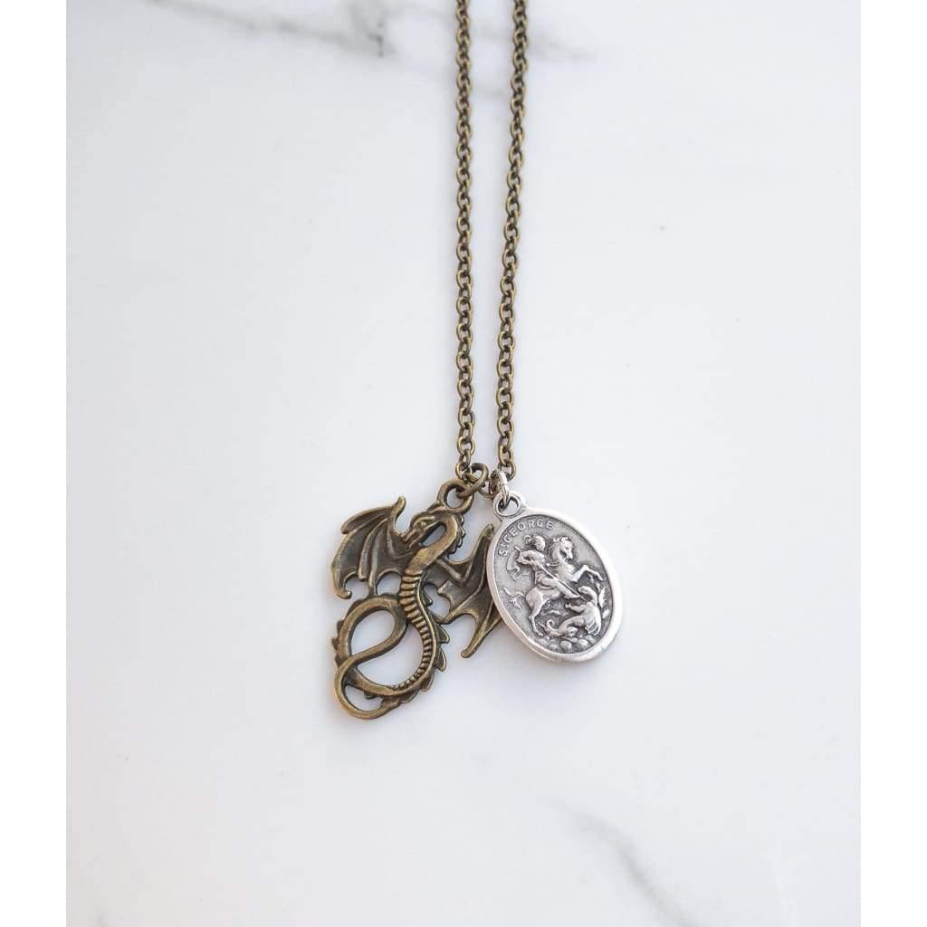 St George and Dragon Necklace - Saint Necklace