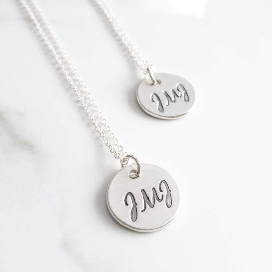 Sterling Silver JMJ Disc Necklace - Necklace