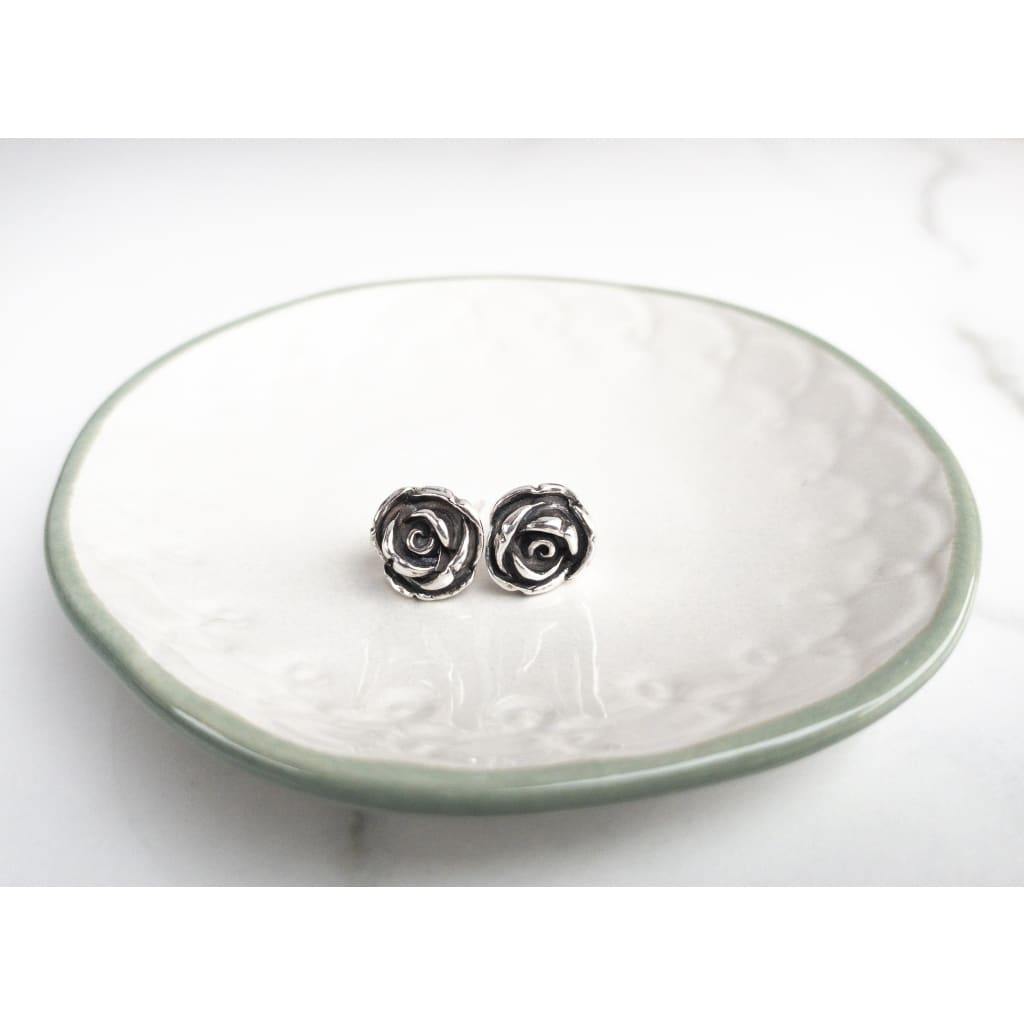 Sterling Silver Rose Stud Earrings - Sagely Sparrow Earrings