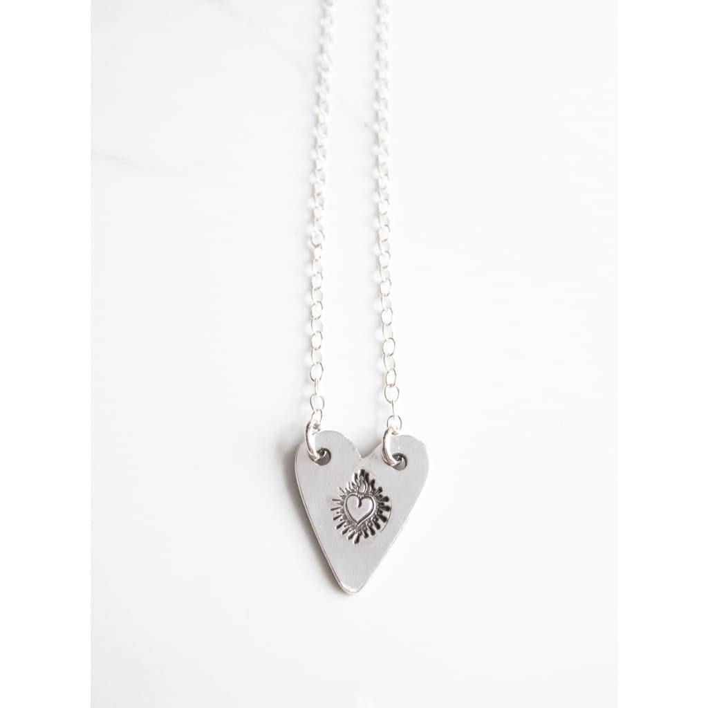 Sterling Silver Sacred Heart of Jesus Necklace - Necklace