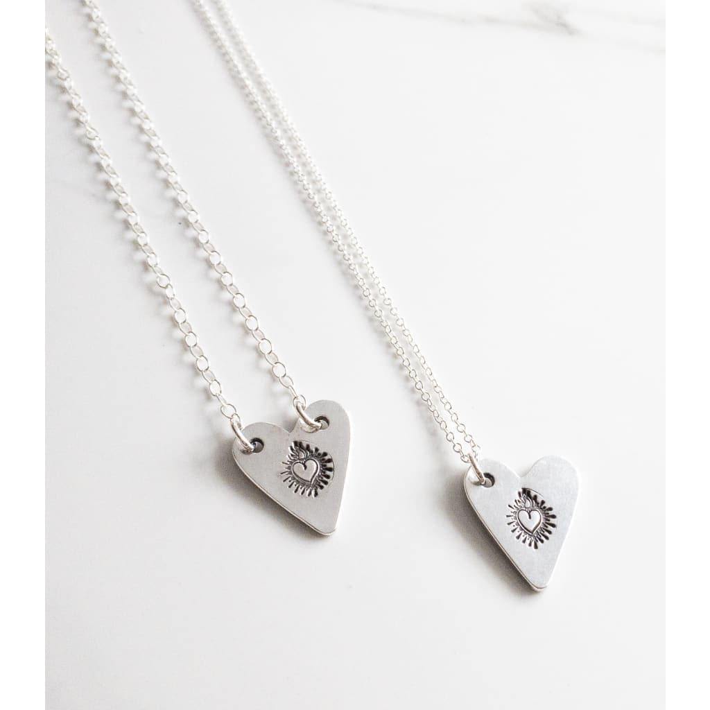 Sterling Silver Sacred Heart of Jesus Necklace - Necklace