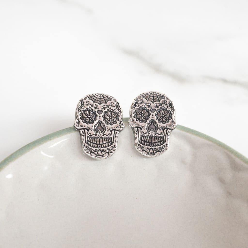 Sugar skull store stud earrings