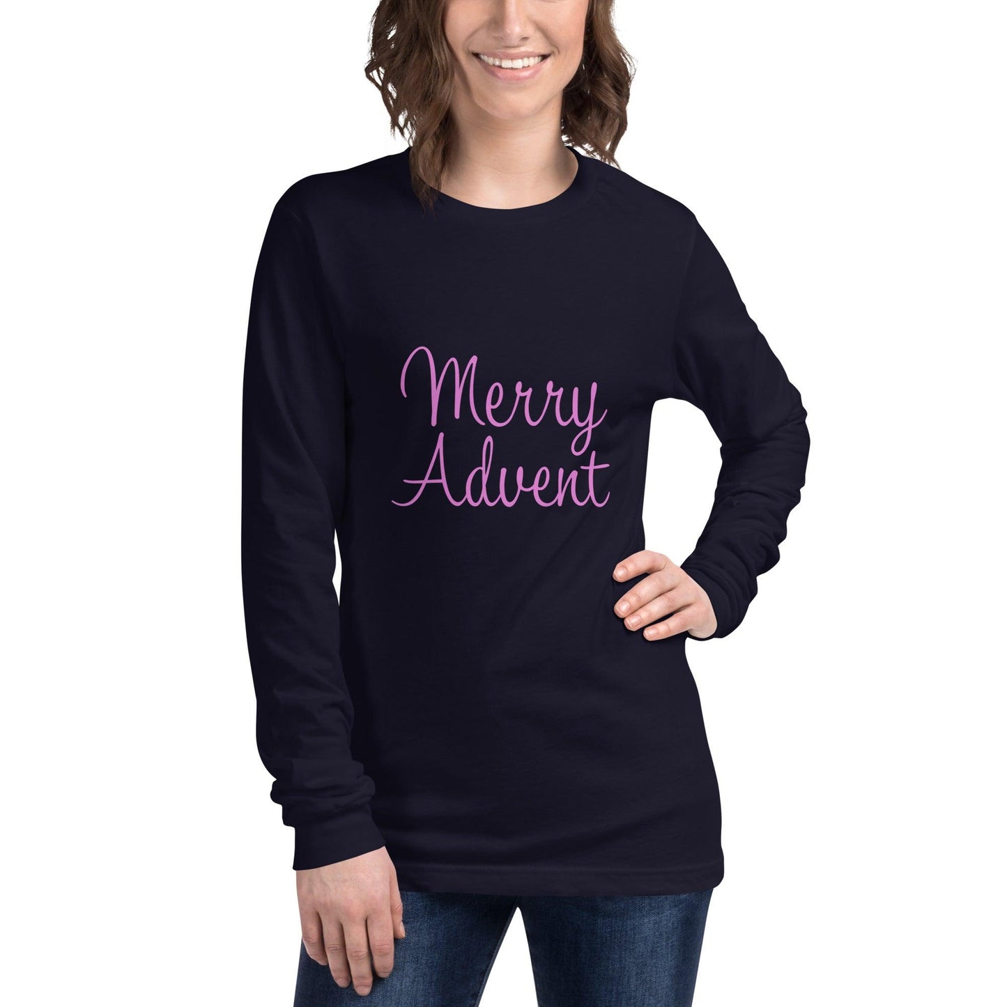 Merry Advent Long Sleeve Tee - Pink