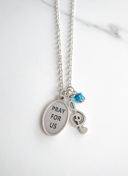 St. Cecilia Treble Clef Necklace – Patron Saint of Musicians | Catholic Confirmation Gift