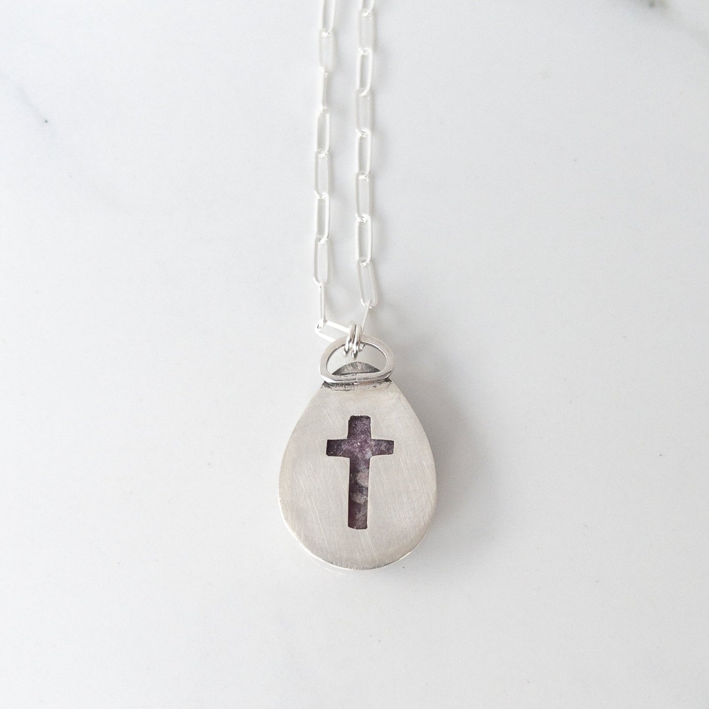 Hidden Cross Purple Gemstone Necklace