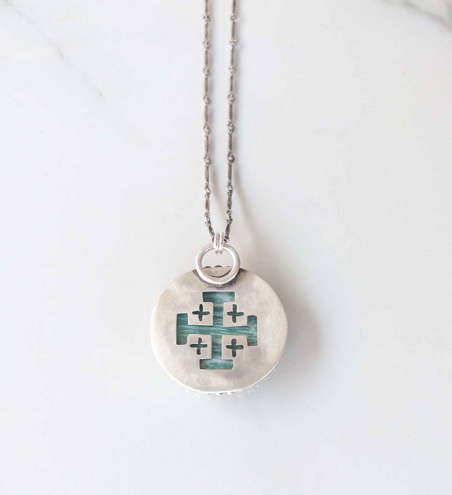 Hidden Jerusalem Cross Gemstone Necklace