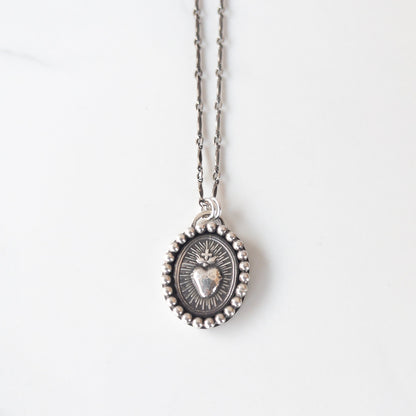 Vintage Inspired Sacred Heart Necklace