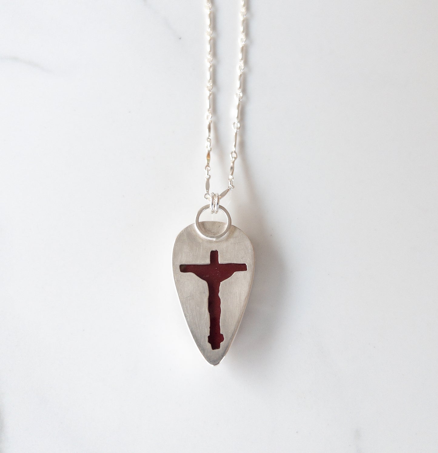 Hidden Crucifix Mookaite Gemstone Necklace