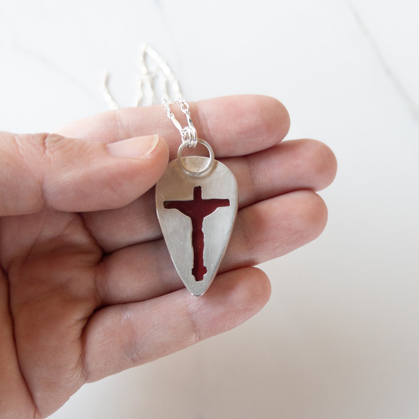 Hidden Crucifix Mookaite Gemstone Necklace