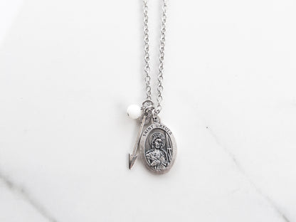 Saint Ursula Necklace with Arrow Charm | Catholic Confirmation Gift for Girls