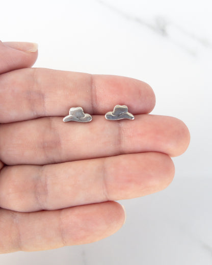 Sterling Silver Cowboy Hat Studs – Faith-Inspired Western Jewelry
