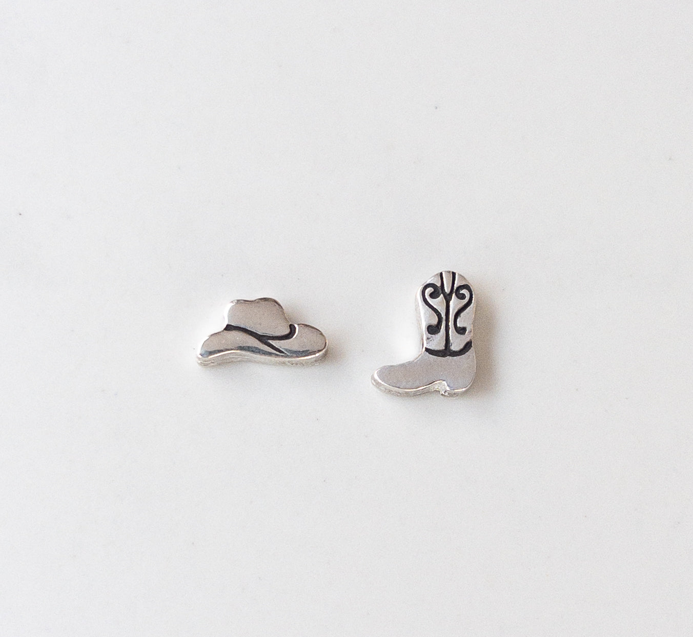 Sterling Silver Cowboy Boot & Hat Earrings – Mismatched Western Studs