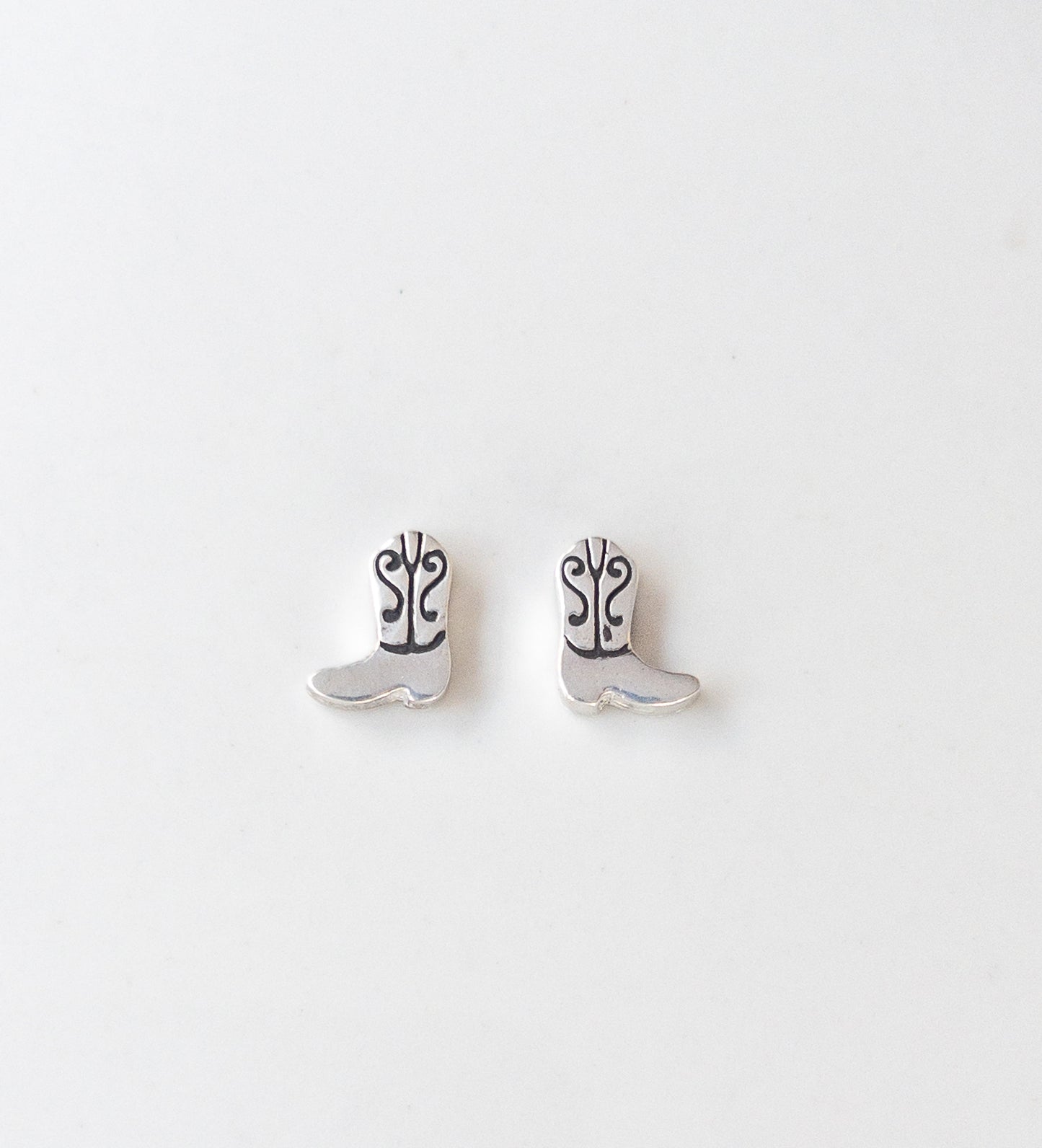 Sterling Silver Cowboy Boot Stud Earrings – Rodeo-Inspired Western Jewelry