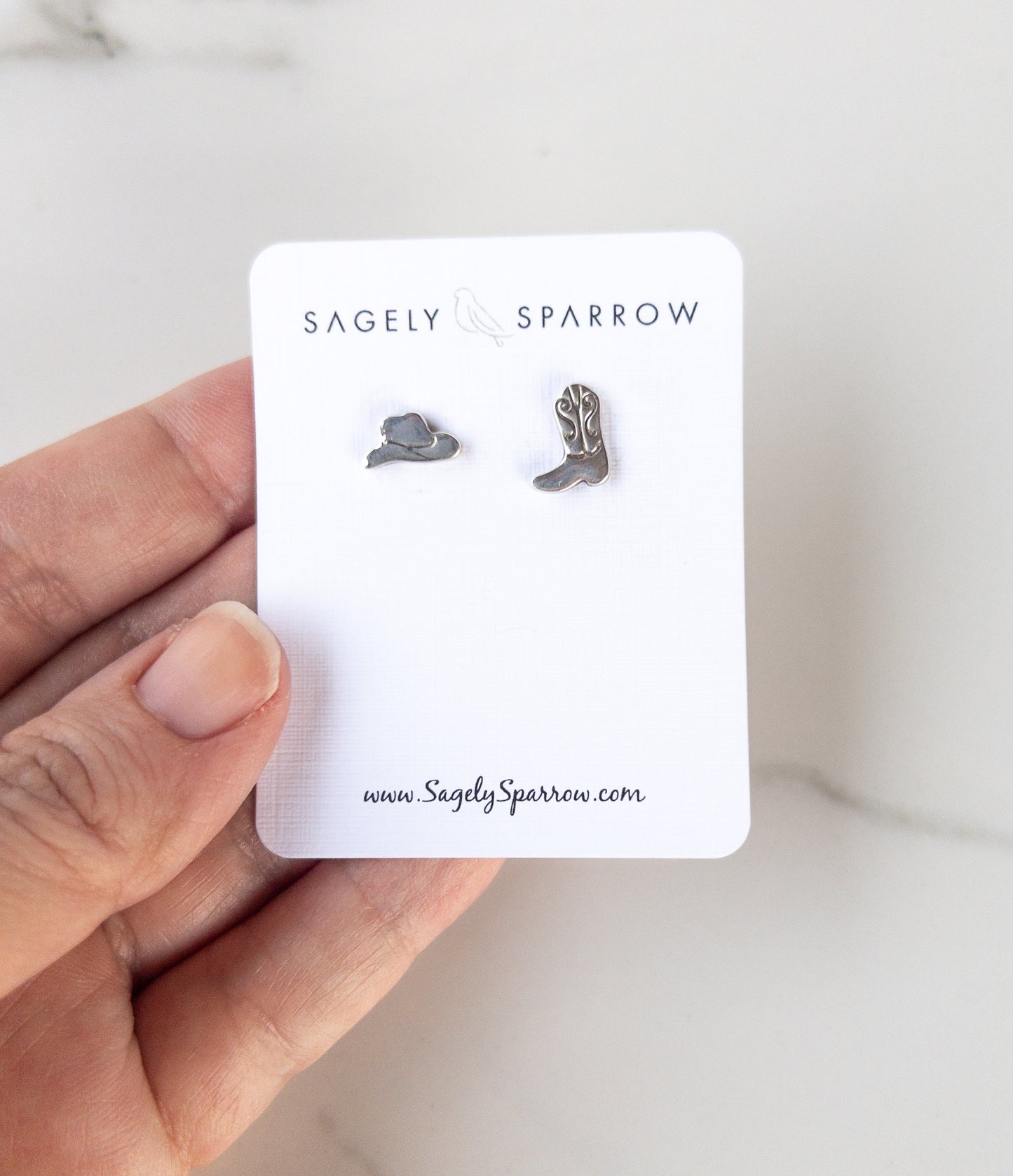 Sterling Silver Cowboy Boot & Hat Earrings – Mismatched Western Studs