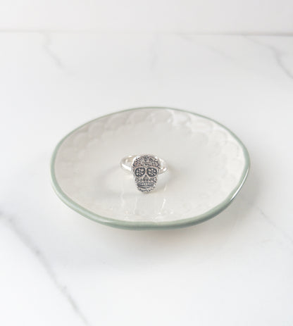 Memento Mori Sugar Skull Ring – Sterling Silver Catholic Jewelry