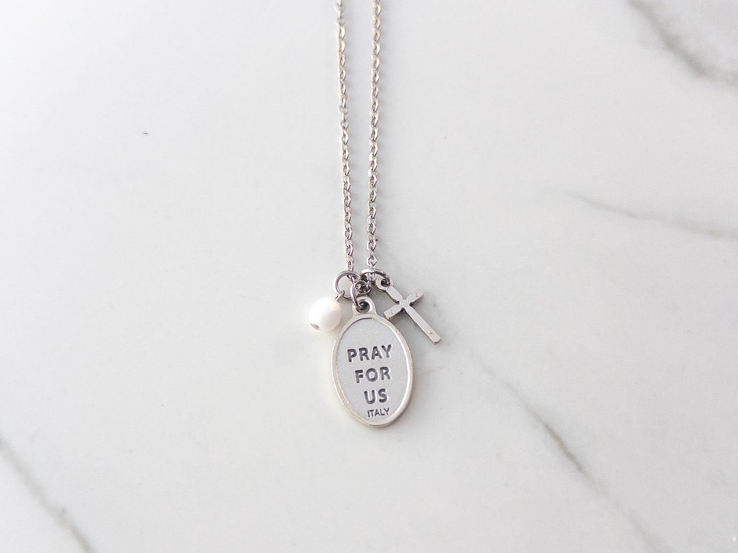 St Agnes & Crucifix Necklace