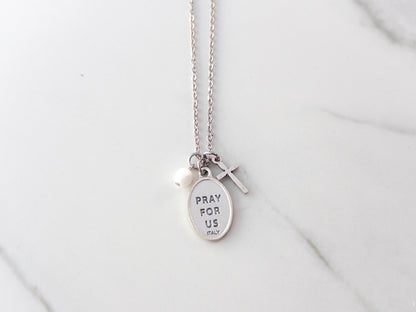 St Agnes & Crucifix Necklace