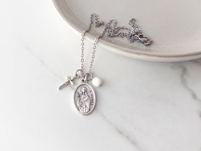 St Agnes & Crucifix Necklace