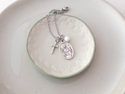 St Agnes & Crucifix Necklace