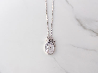 St Monica and Crucifix Necklace