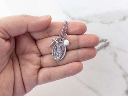 St Agnes & Crucifix Necklace