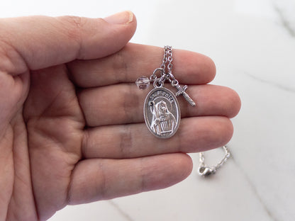 St Monica and Crucifix Necklace