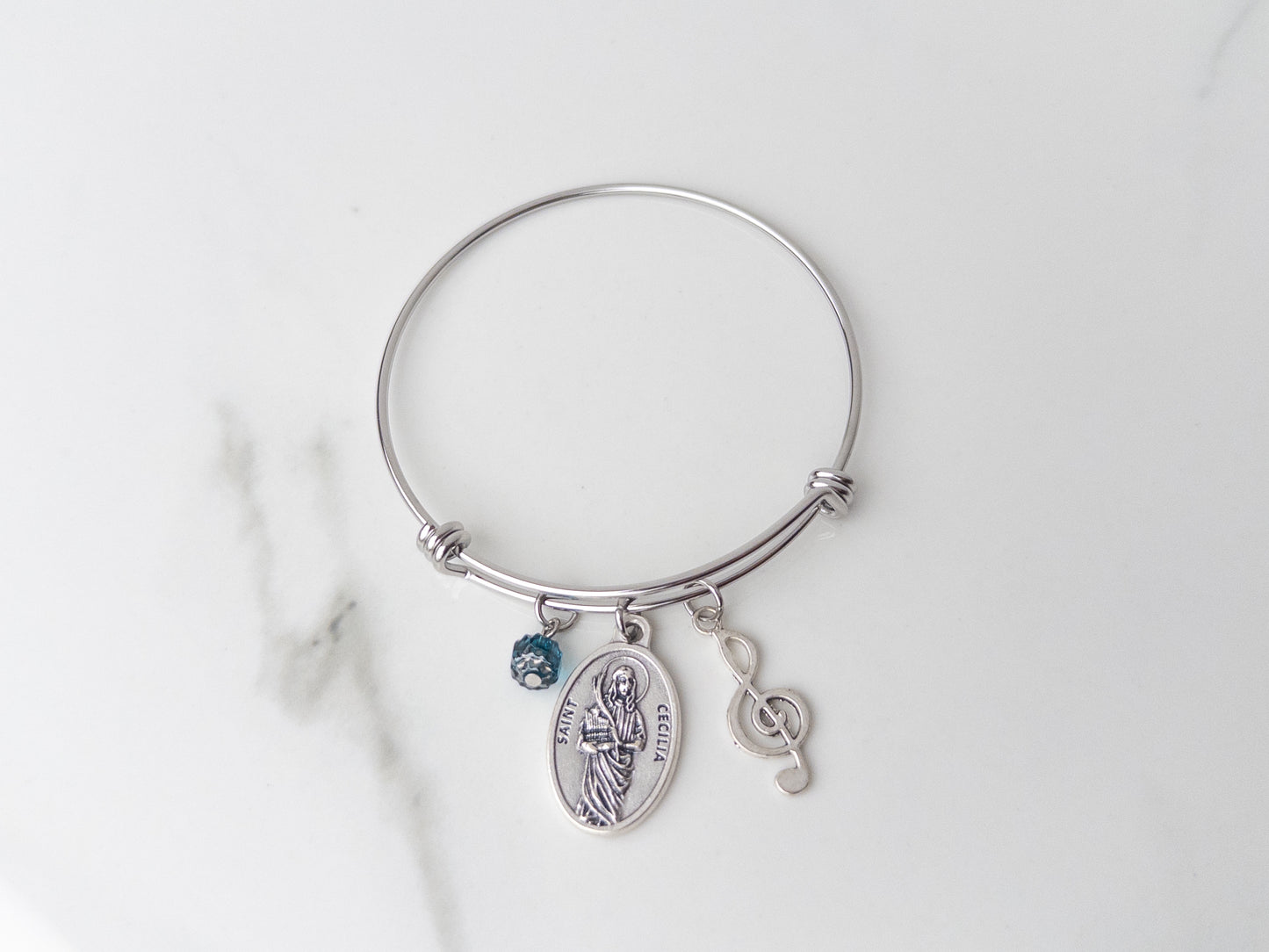St. Cecilia Treble Clef Bracelet for Musicians | Catholic Confirmation Gift for Girls