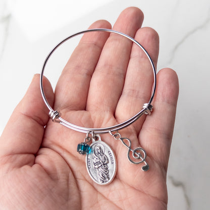 St. Cecilia Treble Clef Bracelet for Musicians | Catholic Confirmation Gift for Girls